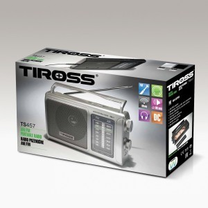 Radijo imtuvas AM/FM AC/DC arba 3xUM1 baterijos TIROSS TS457