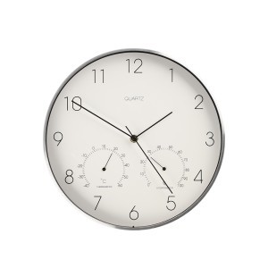 Laikrodis sieninis aliumininis su termometru, higrometru D31 cm (mix) 601827 pbr