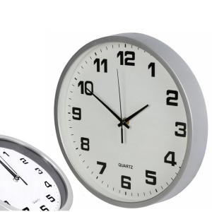 Laikrodis sieninis 25 cm plastikas sidabrinis/juodas 27068