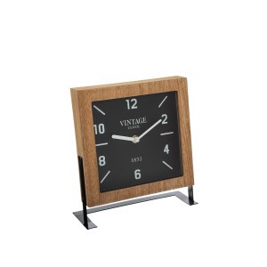 Laikrodis pastatomas juodos/medžio spalvos 20x8x23 cm Atmosphera 166985