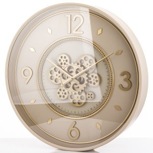 Laikrodis sieninis metalinis kreminis/auksinis 55,5x55,5x8,5 cm 180458