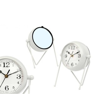 Laikrodis pastatomas baltos sp. su veidrodžiu 12x18x21 cm (D12 cm) Giftdecor