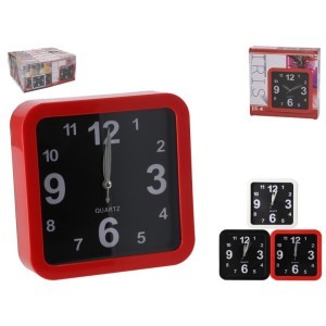 Laikrodis žadintuvas plastikinis 16x16x5 cm (mix 3) 8430540536530