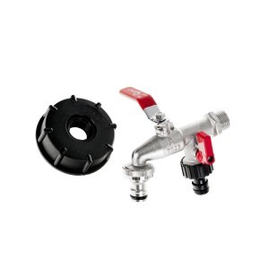 Adapteris su kranu IBC konteineriui veržlė S60x6 sriegis 1/2" 3/4" GEKO G70191
