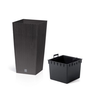 Vazonas RATO SQUARE su įdėklu 11,4L 200x200x376 mm  t.ruda sp. Prosperplast