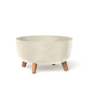 Vazonas GRACIA LOW BETON EFFECT su kojelėmis 14,3 L D380xH207mm kreminė sp. Pros
