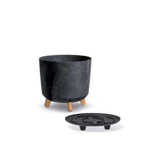 Vazonas GRACIA TUBUS BETON EFFECT su kojelėmis D298xH285 mm antracito sp. Prospe