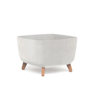 Vazonas GRACIA SQUARE ECO WOOD su kojelėmis 390x390x270 mm balta sp. Prosperplas