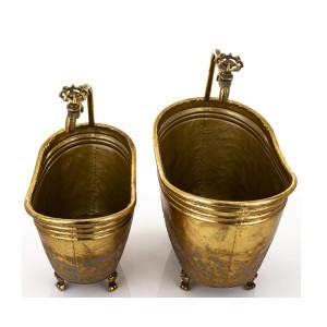Vazonai metaliniai Vonia 2 vnt. aukso spl. 37x35,5x19,5 (41x42x24,5) cm 175566