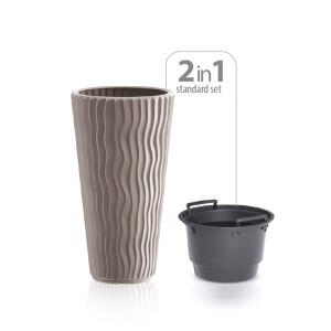 Vazonas SANDY SLIM su įdėklu 45 l D390xH708 mm kreminė sp. Prosperplast