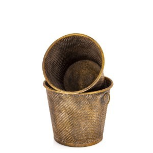 Vazonai metaliniai aukso spl 26x31x31, 23x26x26 cm 168398