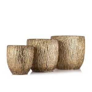 Vazonai metaliniai aukso spl 34,5x36x36, 31x30x30, 24,5x22x22 cm 177427