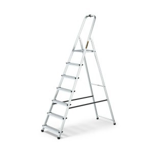Kopėčios aliumininės su padėklu 7 laiptelių DRABEST (125kg) ALD7+ P