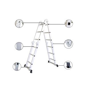 Kopėčios aliumininės daugiafunkcinės 4x3 laipteliai 3,7m 150 kg 1215902 Crownman