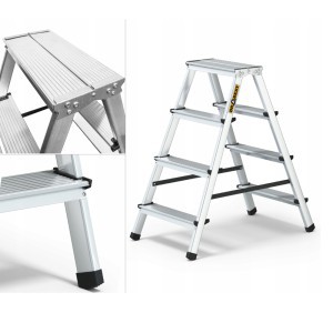Kopėčios aliumininės dvipusės 2x4 laipteliai (125 kg) DRABEST DD4