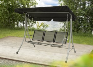 Sūpynės sodo trivietės 202x170x120 cm juodos, max 320 kg 4Living 248606