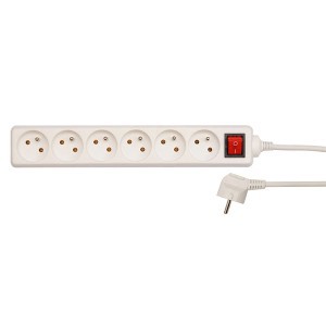Ilgintuvas elektros 3 m 6 lizdų su jungtuku su įžeminimu 72531 Vorel