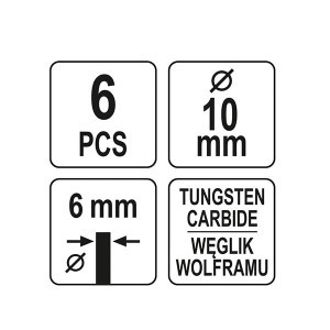 Frezos metalui 6 vnt. 10 mm YT-61729 YATO