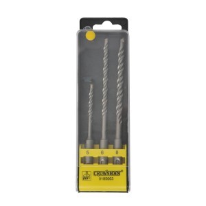 Grąžtų rinkinys betonui 5*110mm 6*160 mm 8*160 mm 0185003 Crownman (10)   lstb