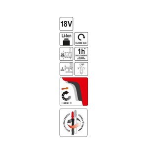 Siaurapjūklis akumuliatorinis 18V b/a YT-82823 YATO SYS18V