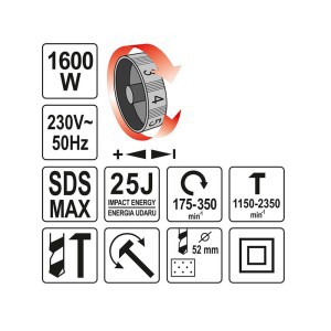 Gręžtuvas-kaltuvas 25J SDS-MAX YT-82135 YATO