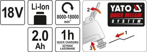 Įrankis daugiafunkcinis akumuliatorinis 18V 2Ah YT-82818 YATO SYS18V