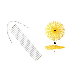 Rinkinys kamino valymui šepetys nailoninis D40 cm, kotai 6 vnt. po 1 m ilgio