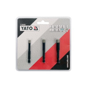 Grąžtai deimantiniai plytelėms 1/4" 10 mm 3 vnt. YT-60409 YATO