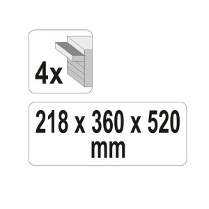 Dėžė įrankiams metalinė su 4 stalčiais 218x360x520 mm YT-08874 YATO