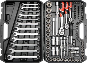 Galvučių ir raktų rinkinys 1/4" 3/8" 1/2" 111 vnt. Cr-V YT-38831 YATO