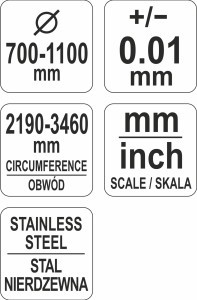 Matuoklė juostinė diametrui ir perimetrui 2190-3460 mm YT-71702 YATO