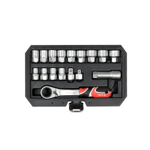 Kiauryminių galvučių rinkinys daugiafunkcinės 1/4", 3/8" 17 vnt. YT-38653 YATO