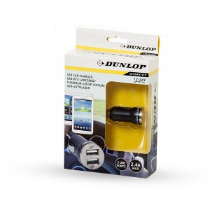 Įkroviklis auto 2USB 12/24V DUNLOP 871125213159