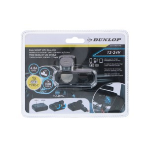 Įkroviklis auto 2 lizdų USB 12/24V A&C DUNLOP 871125225172  pbr