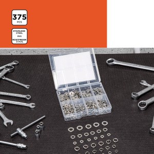 Poveržlių rinkinys 375 vnt. Black+Decker 871125223926