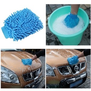 Šluostė automobilio plovimui užmaunama ant rankos 22x15 cm mėlyna 01740_N