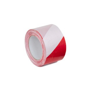 Juosta įspėjamoji raudona-balta 75 mm*250 m T627014