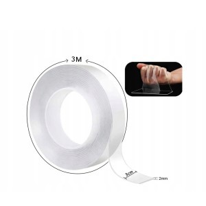 Juosta dvipusio lipnumo skaidri nano PU 3 m x 30 mm x 2 mm 24051