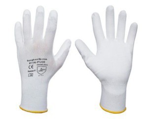 Pirštinės nailoninės apliet.poliuret PU EKO baltos 11" 5004 (12)