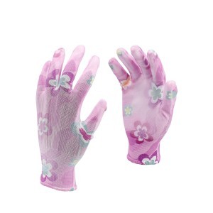 Pirštinės poliuretaninės gėlėtos šv.rožinės 8" 74125 FLO (12 porų)