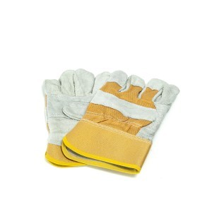 Pirštinės kiaulės odos juodos/geltonos 10.5" 114196