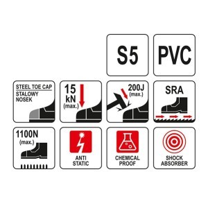 Batai guminiai sustiprinti PORTLAND 41 dydis YT-80883 YATO