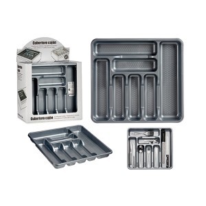 Stalo įrankių dėklas 42,5x38,5x5 cm plastikinis pilkas Kinvara 83187