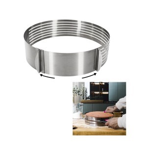 Konditerinis žiedas torto biskvito pjaustymui reguliuojamas D24-30 cm H8 KP0070