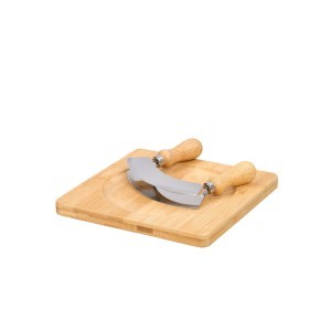 Žolelių kapoklė su dvigubais ašmenimis ir pjaustymo lentele 20x20 cm Kinvara