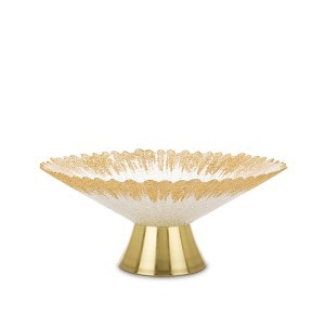 Dubuo ant kojelės stiklinis baltos/aukso spl. 14x32x32 cm 180029