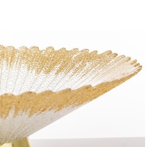 Dubuo ant kojelės stiklinis baltos/aukso spl. 14x32x32 cm 180029