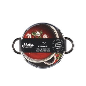 Puodas su dangčiu D18 cm 2 l nerūdijantis plienas Maku 182105