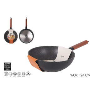 Keptuvė WOK D24 cm DOHA kaltinis aliuminis Quttin QT-878DH224