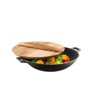 Keptuvė D32 cm WOK su dangčiu, ketaus Ambition 68602